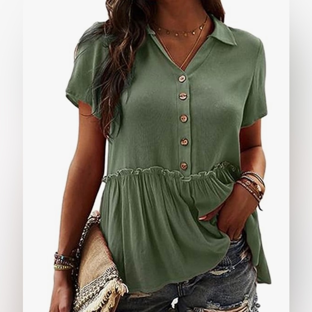 Mint green peplum top size XL